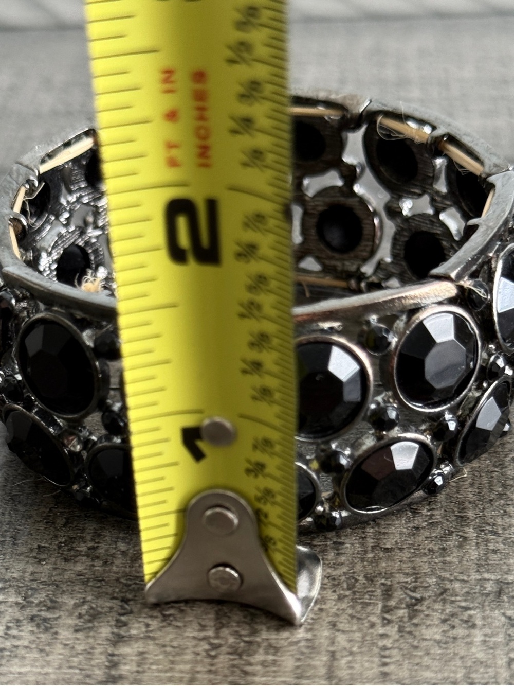 Black Rhinestone Stretch Cuff Bracelet - Picture 6 of 6